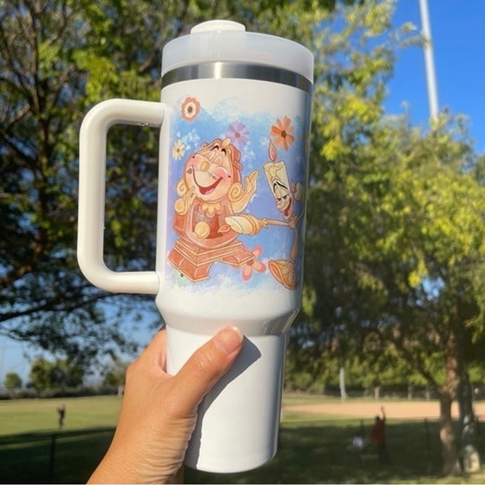 Custom 40 oz Tumbler Disney Beauty and the Beast Belle Brand new double… - Picture 3 of 10